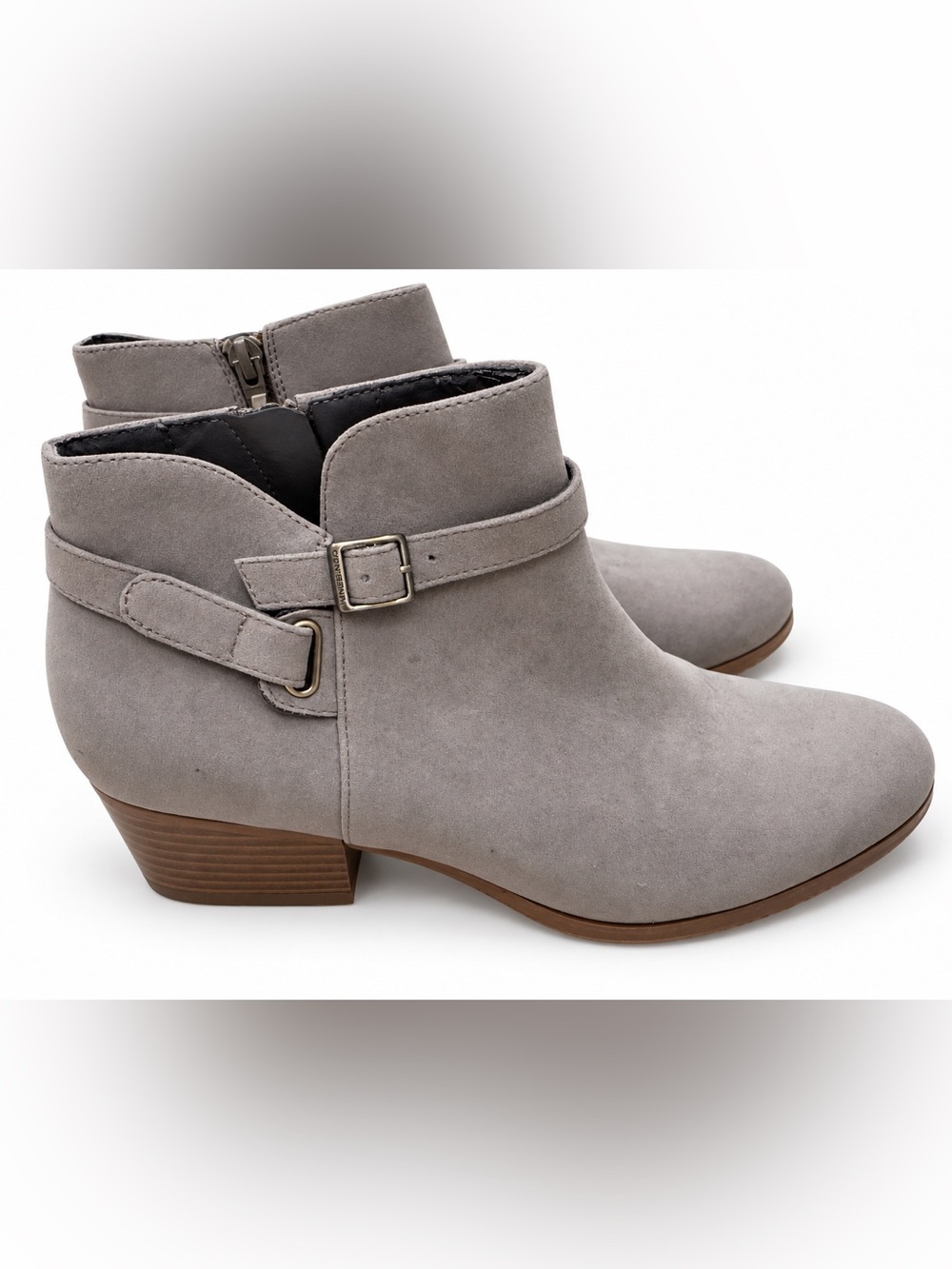 Women's Grey Gianni Bernini Ankle Booties with Buckle Strap Size 7